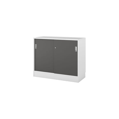 Chicago cupboard with sliding doors, HxWxD 948 x 1215 x 400 mm, brushed white / dark grey.