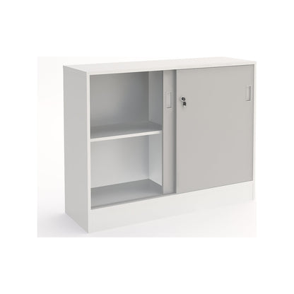 Chicago cupboard with sliding doors, HxWxD 948 x 1215 x 400 mm, white / light grey.
