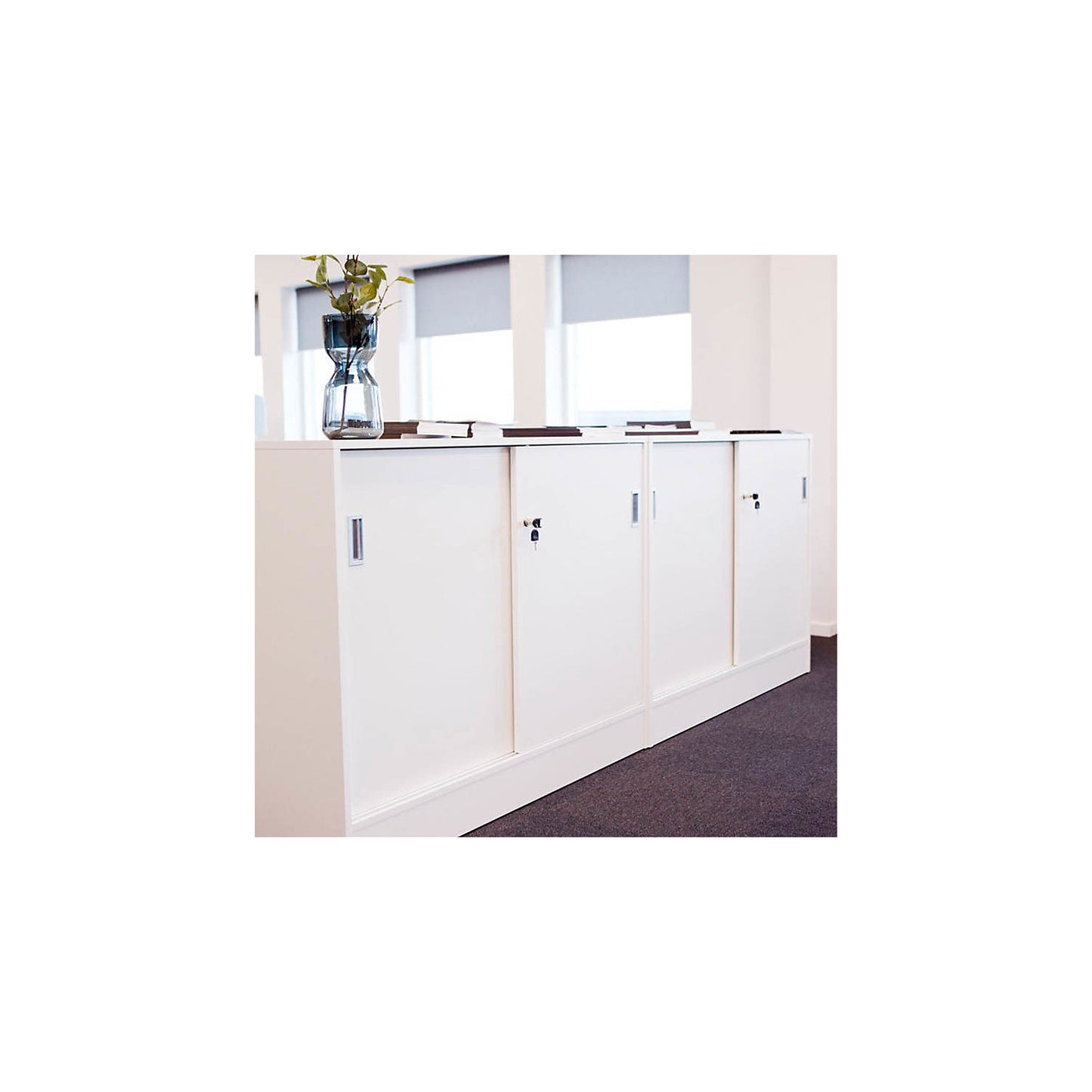 Chicago cupboard with sliding doors, HxWxD 1353 x 1215 x 400 mm, birch / dark grey.