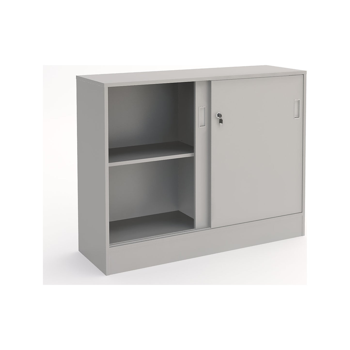 Chicago cupboard with sliding doors, HxWxD 948 x 1215 x 400 mm, light grey.