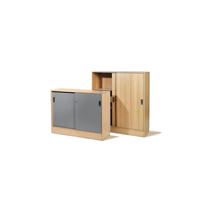 Chicago cupboard with sliding doors, HxWxD 1353 x 1215 x 400 mm, brushed white / birch.