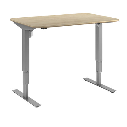 Atlanta Trend desk, electrically height adjustable, straight, rounded corners, WxD 1200 x 800 mm, oak/silver.