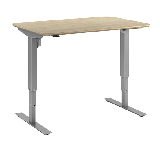 Atlanta Trend desk, electrically height adjustable, straight, rounded corners, WxD 1200 x 800 mm, oak/silver.