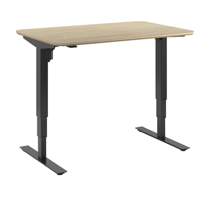 Atlanta Trend desk, electrically height adjustable, straight, rounded corners, WxD 1200 x 800 mm, oak/black.