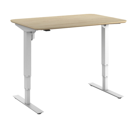 Atlanta Trend desk, electrically height adjustable, straight, rounded corners, WxD 1200 x 800 mm, oak/white.