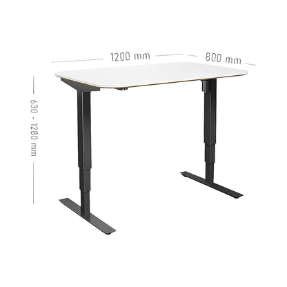 Atlanta Trend desk, electrically height adjustable, straight, rounded corners, WxD 1200 x 800 mm, white/black.