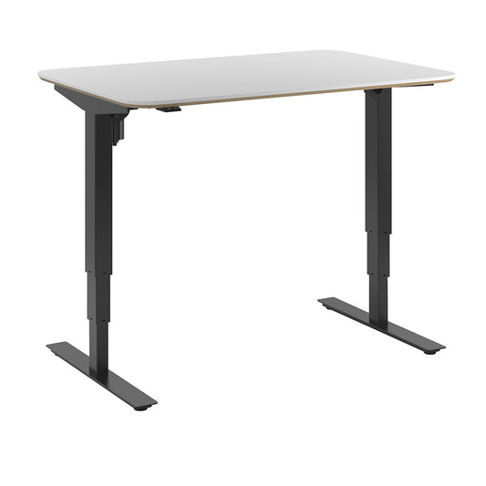 Atlanta Trend desk, electrically height adjustable, straight, rounded corners, WxD 1200 x 800 mm, white/black.