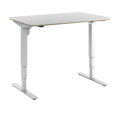 Atlanta Trend desk, electrically height adjustable, straight, rounded corners, WxD 1200 x 800 mm, white/white.