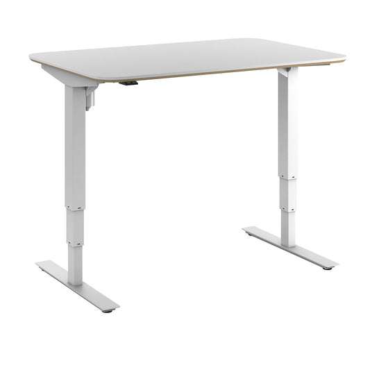 Atlanta Trend desk, electrically height adjustable, straight, rounded corners, WxD 1200 x 800 mm, white/white.