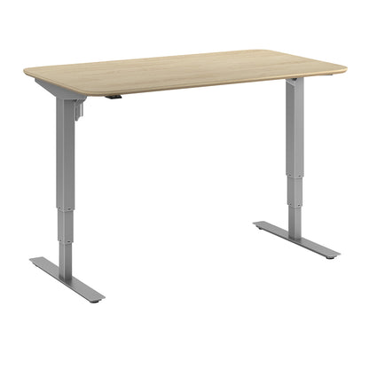 Atlanta Trend desk, electrically height adjustable, straight, rounded corners, WxD 1400 x 800 mm, oak/silver.
