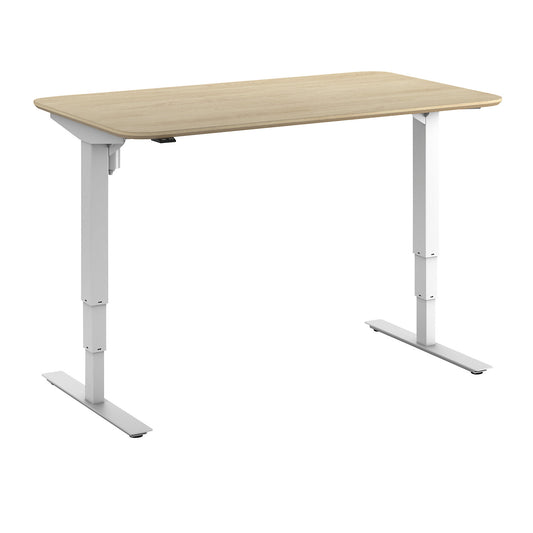 Atlanta Trend desk, electrically height adjustable, straight, rounded corners, WxD 1400 x 800 mm, oak/white.