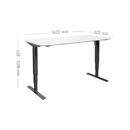 Atlanta Trend desk, electrically height adjustable, straight, rounded corners, WxD 1400 x 800 mm, white/black.