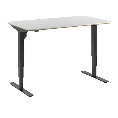 Atlanta Trend desk, electrically height adjustable, straight, rounded corners, WxD 1400 x 800 mm, white/black.
