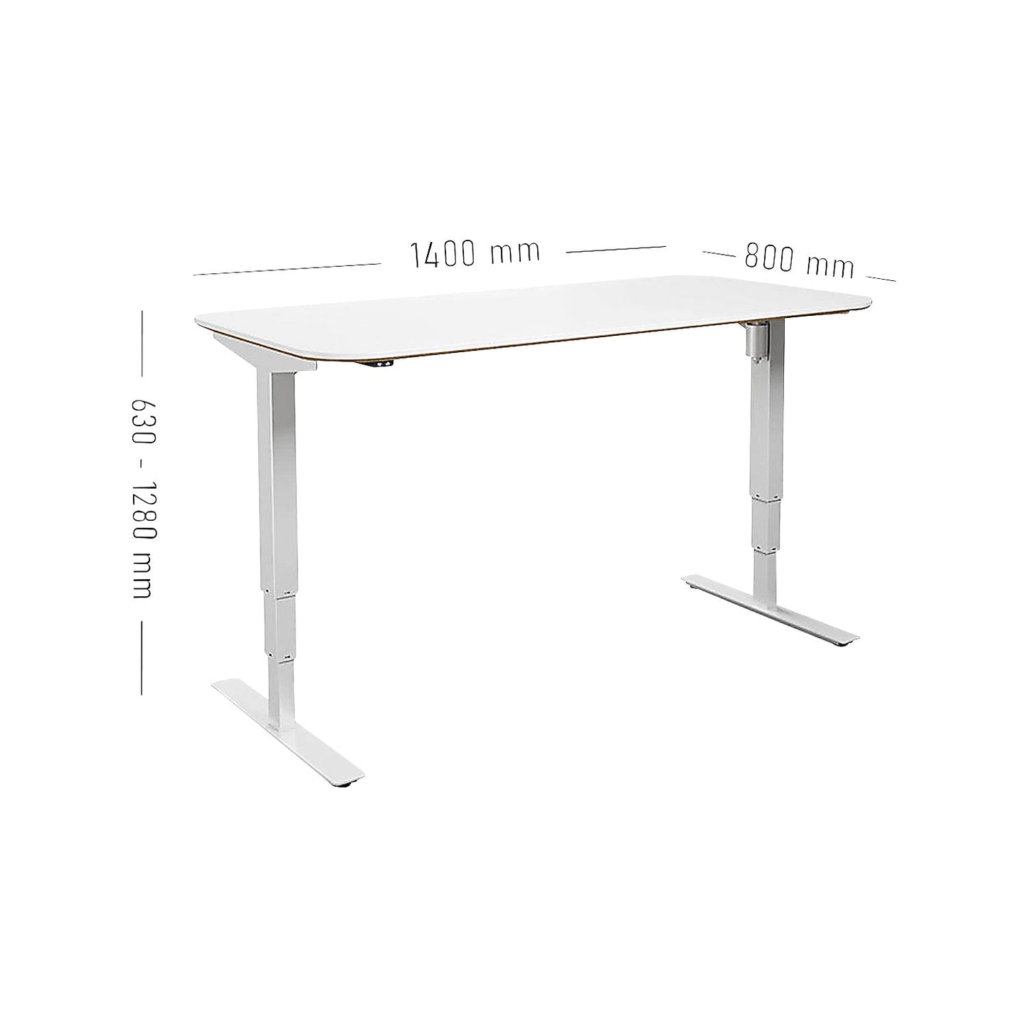 Atlanta Trend desk, electrically height adjustable, straight, rounded corners, WxD 1400 x 800 mm, white/white.