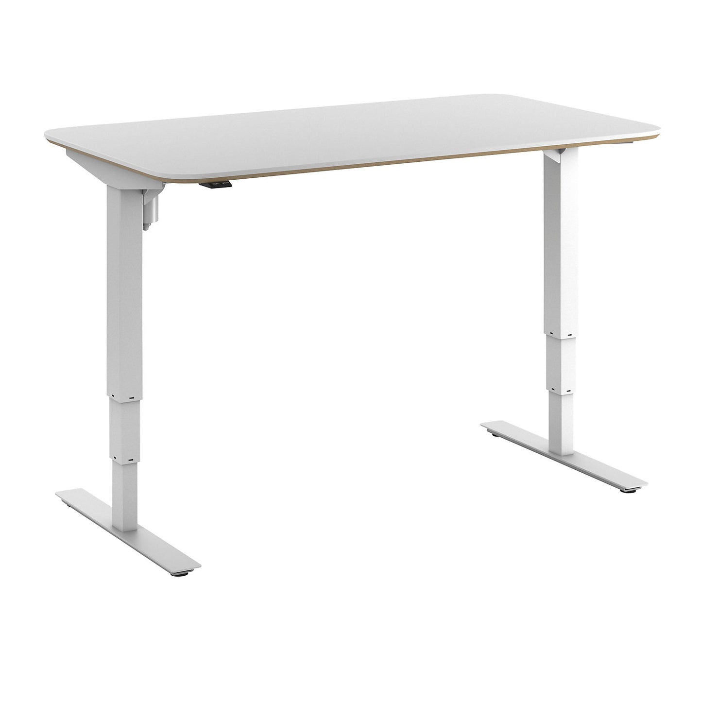 Atlanta Trend desk, electrically height adjustable, straight, rounded corners, WxD 1400 x 800 mm, white/white.