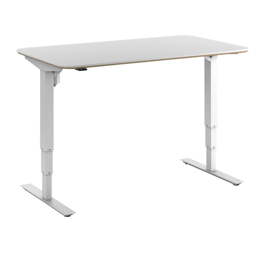 Atlanta Trend desk, electrically height adjustable, straight, rounded corners, WxD 1400 x 800 mm, white/white.