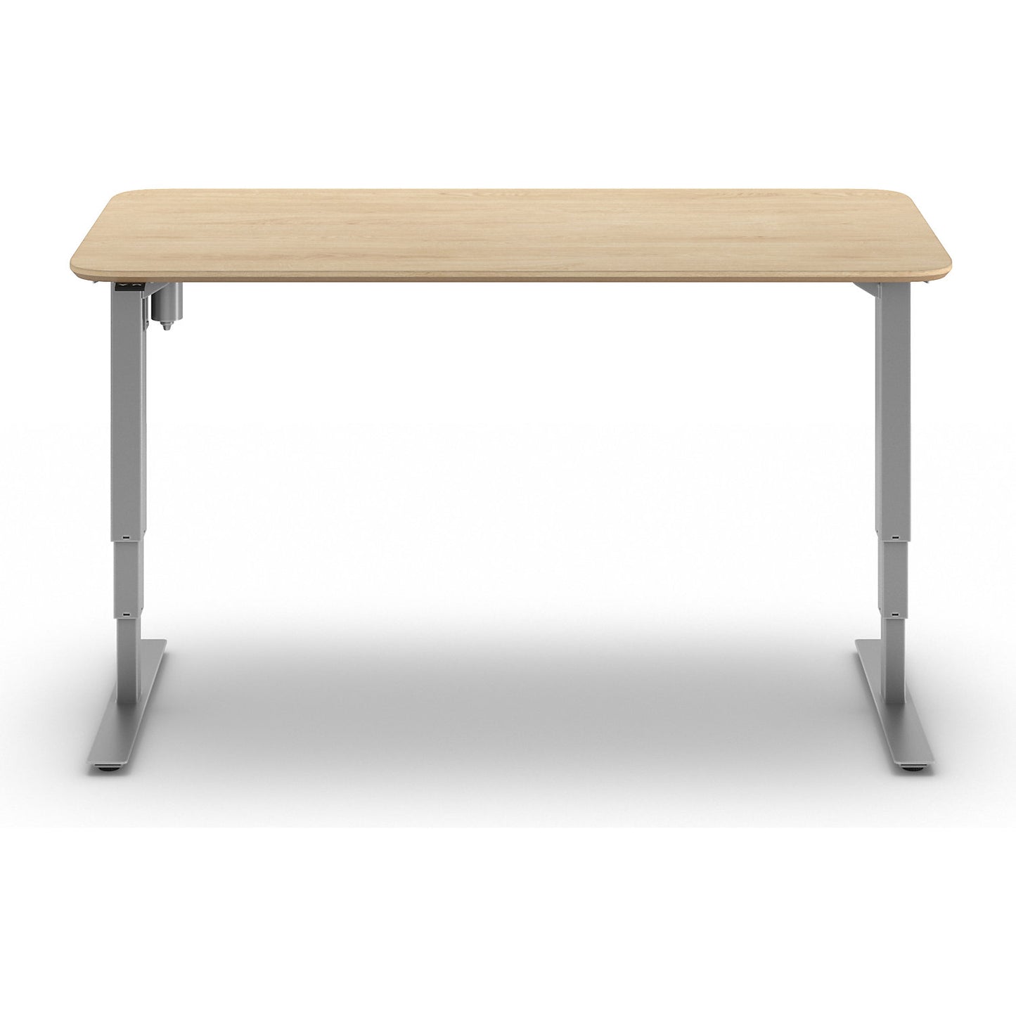 Atlanta Trend desk, electrically height adjustable, straight, rounded corners, WxD 1600 x 800 mm, oak/silver.