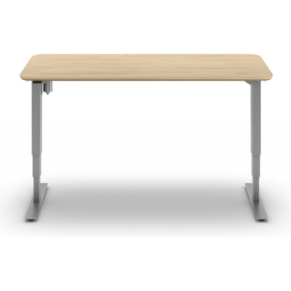 Atlanta Trend desk, electrically height adjustable, straight, rounded corners, WxD 1600 x 800 mm, oak/silver.