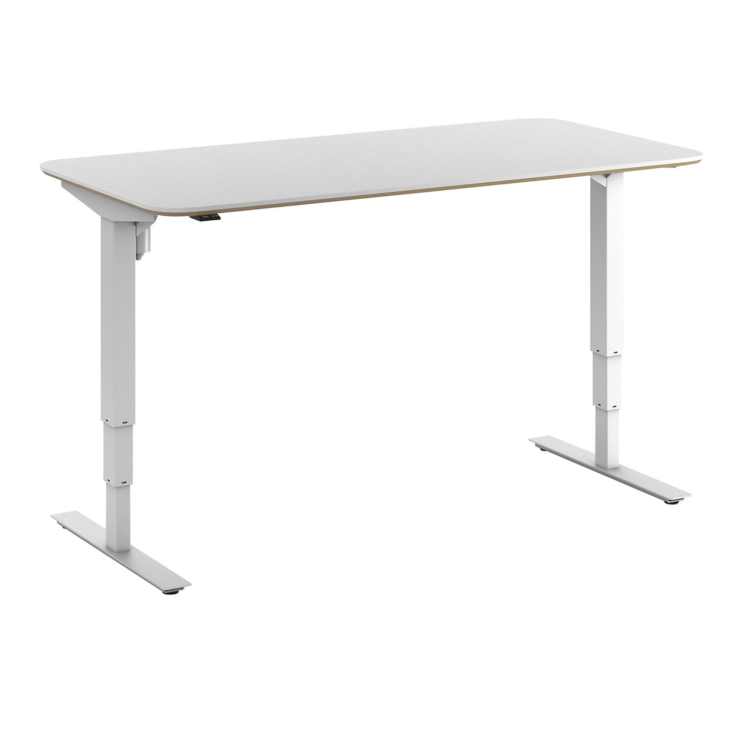 Atlanta Trend desk, electrically height adjustable, straight, rounded corners, WxD 1600 x 800 mm, white/white.
