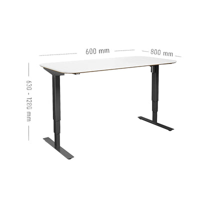 Atlanta Trend desk, electrically height adjustable, straight, rounded corners, WxD 1600 x 800 mm, white/black.