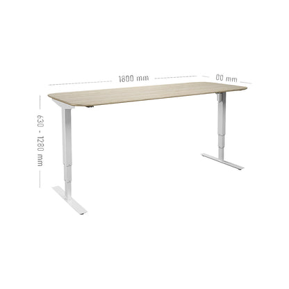 Atlanta Trend desk, electrically height adjustable, straight, rounded corners, WxD 1800 x 800 mm, oak/white.