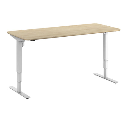 Atlanta Trend desk, electrically height adjustable, straight, rounded corners, WxD 1800 x 800 mm, oak/white.