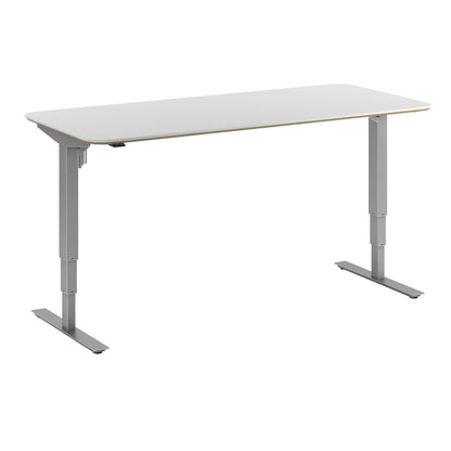 Atlanta Trend desk, electrically height adjustable, straight, rounded corners, WxD 1800 x 800 mm, white/silver.