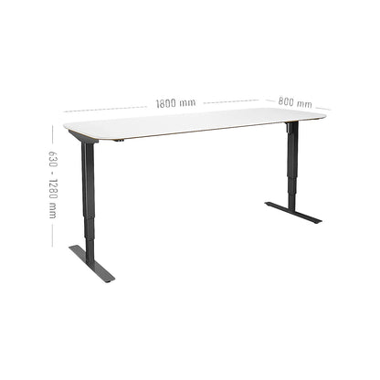 Atlanta Trend desk, electrically height adjustable, straight, rounded corners, WxD 1800 x 800 mm, white/black.