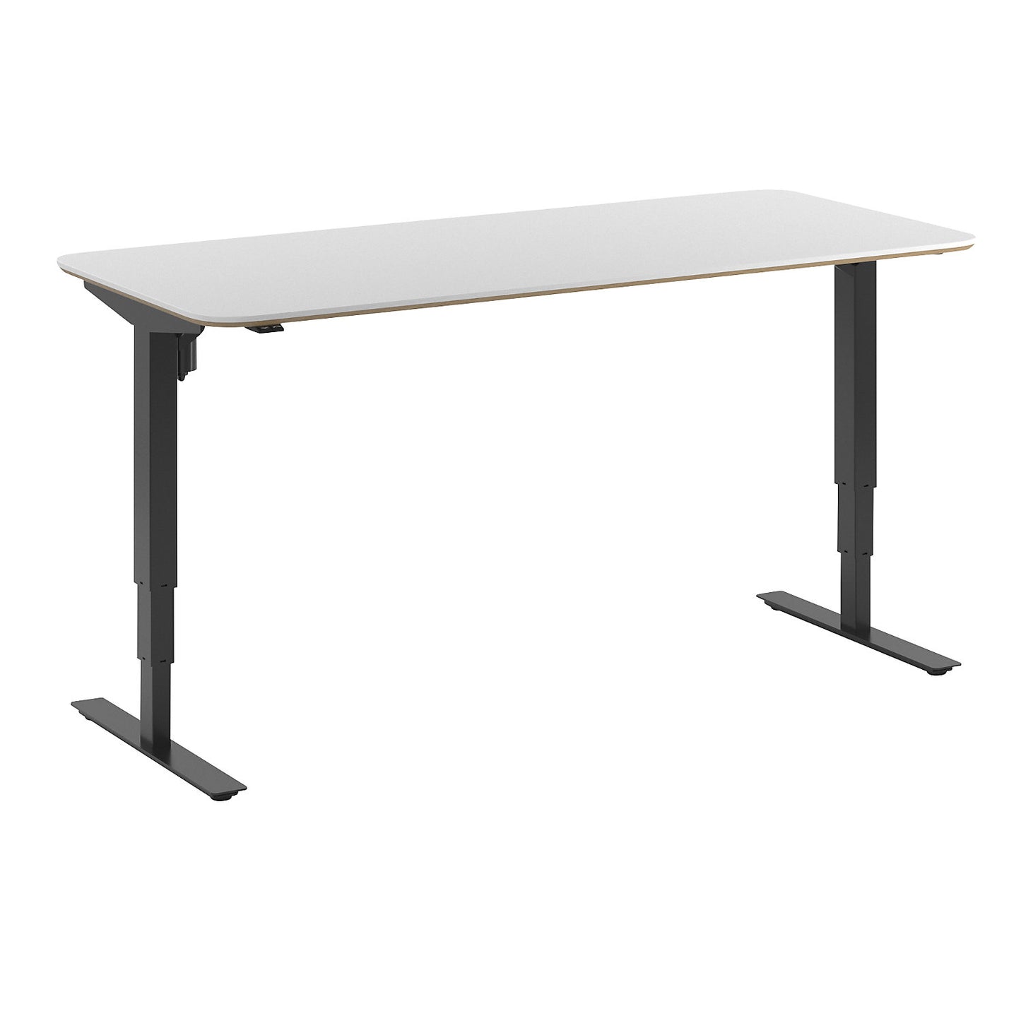 Atlanta Trend desk, electrically height adjustable, straight, rounded corners, WxD 1800 x 800 mm, white/black.