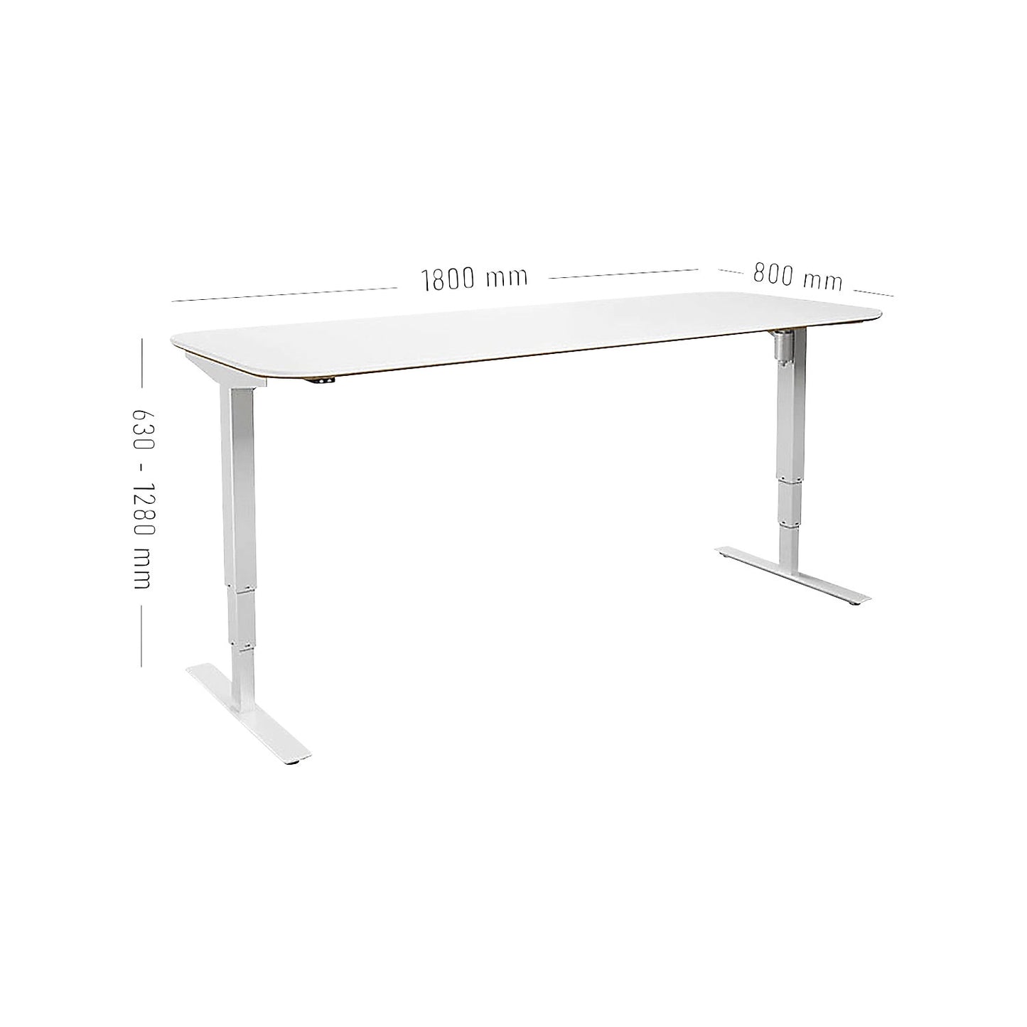 Atlanta Trend desk, electrically height adjustable, straight, rounded corners, WxD 1800 x 800 mm, white/white.