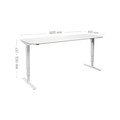 Atlanta Trend desk, electrically height adjustable, straight, rounded corners, WxD 1800 x 800 mm, white/white.