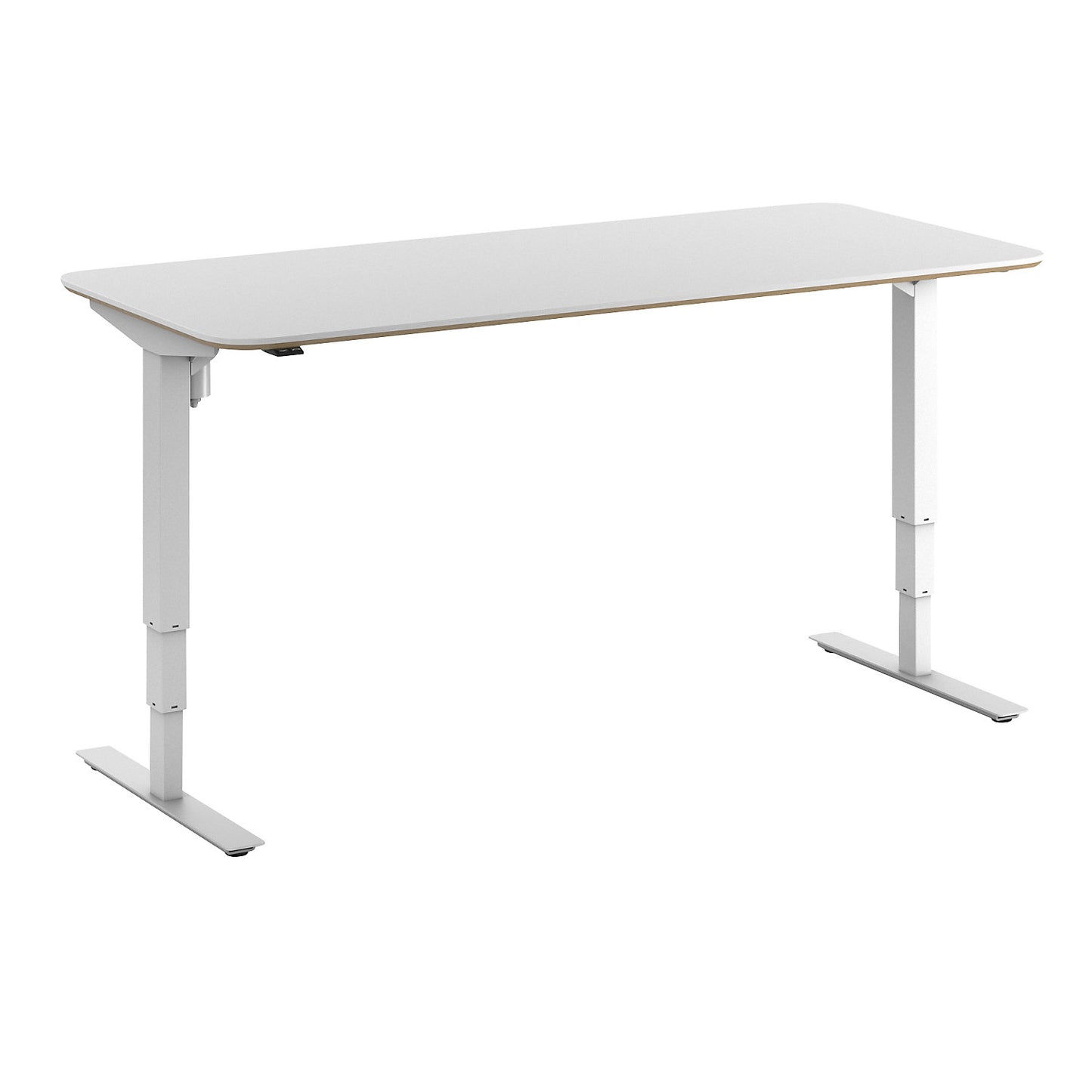 Atlanta Trend desk, electrically height adjustable, straight, rounded corners, WxD 1800 x 800 mm, white/white.