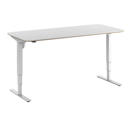Atlanta Trend desk, electrically height adjustable, straight, rounded corners, WxD 1800 x 800 mm, white/white.