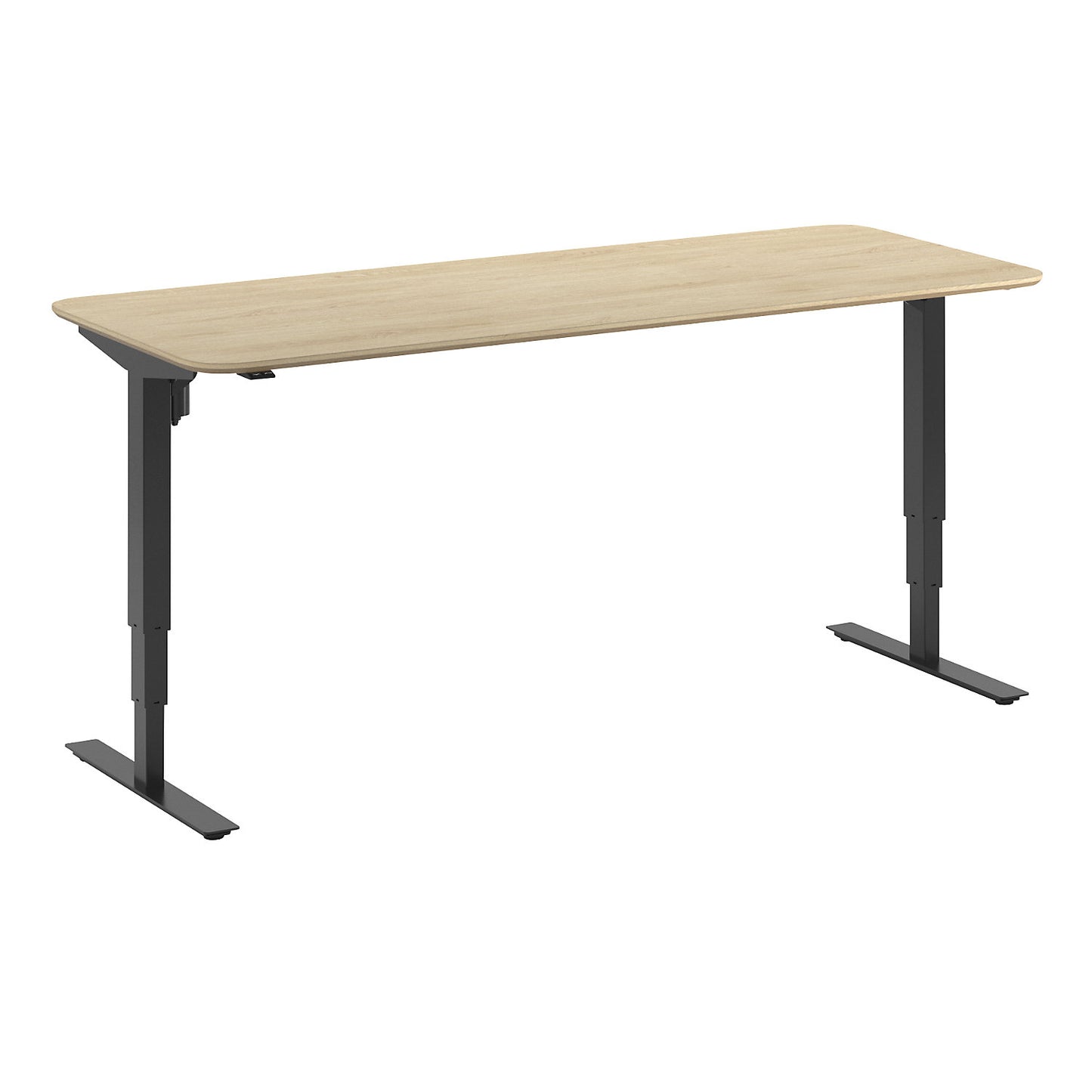 Atlanta Trend desk, electrically height adjustable, straight, rounded corners, WxD 2000 x 800 mm, oak/black.