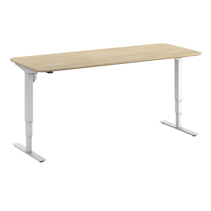 Atlanta Trend desk, electrically height adjustable, straight, rounded corners, WxD 2000 x 800 mm, oak/white.
