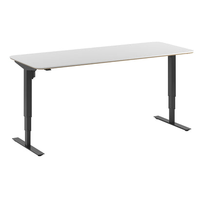 Atlanta Trend desk, electrically height adjustable, straight, rounded corners, WxD 2000 x 800 mm, white/black.