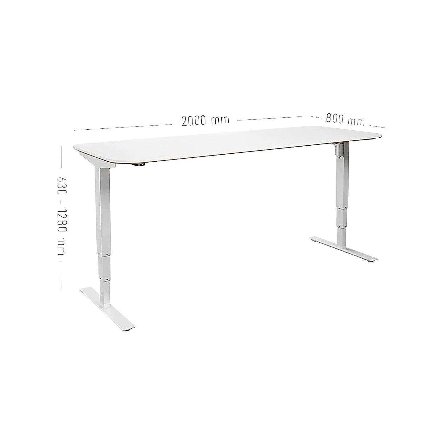 Atlanta Trend desk, electrically height adjustable, straight, rounded corners, WxD 2000 x 800 mm, white/white.