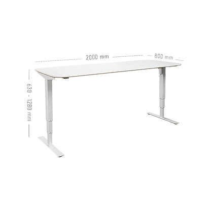 Atlanta Trend desk, electrically height adjustable, straight, rounded corners, WxD 2000 x 800 mm, white/white.