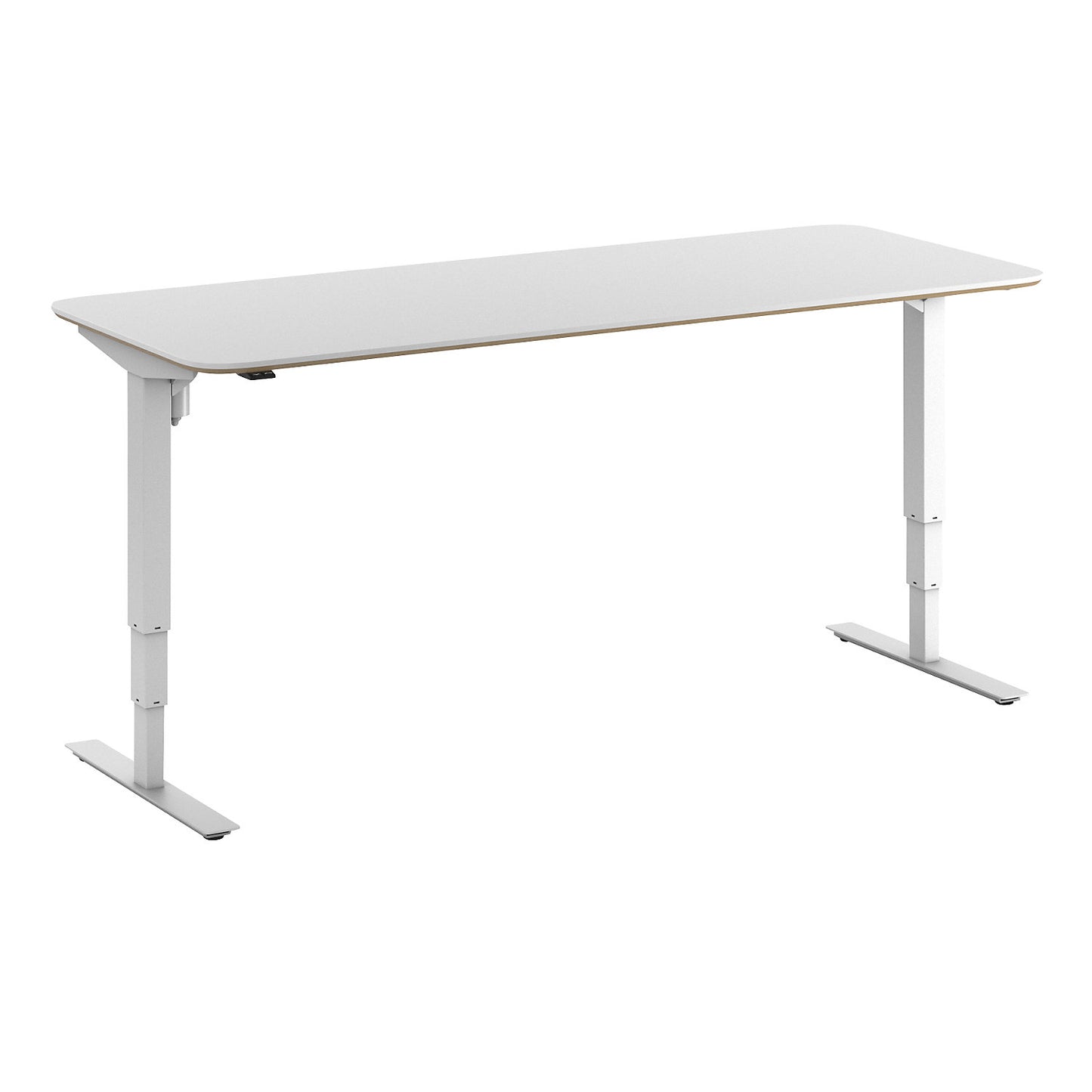 Atlanta Trend desk, electrically height adjustable, straight, rounded corners, WxD 2000 x 800 mm, white/white.