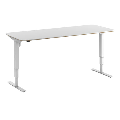 Atlanta Trend desk, electrically height adjustable, straight, rounded corners, WxD 2000 x 800 mm, white/white.