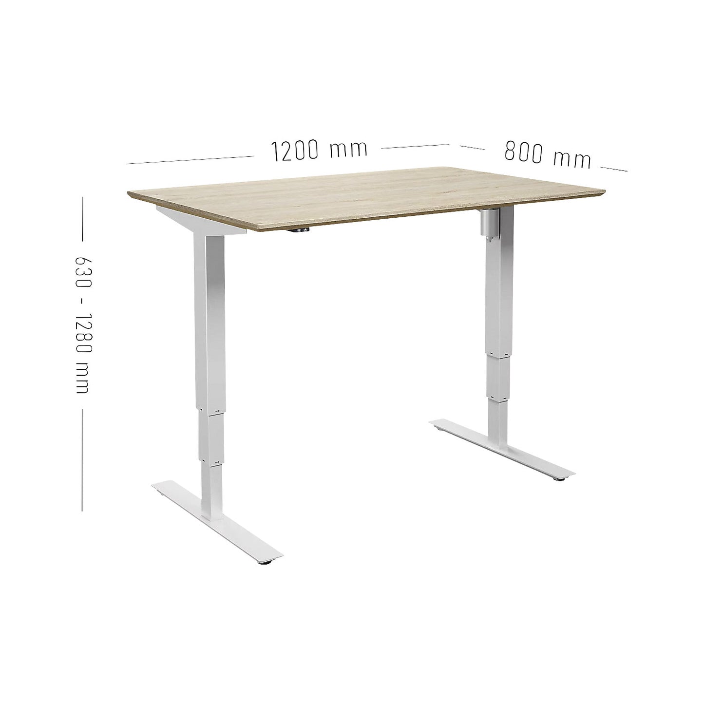 Atlanta Trend desk, electrically height adjustable, straight, WxD 1200 x 800 mm, oak/white.