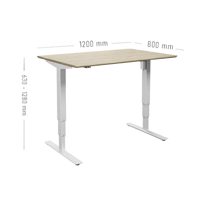 Atlanta Trend desk, electrically height adjustable, straight, WxD 1200 x 800 mm, oak/white.