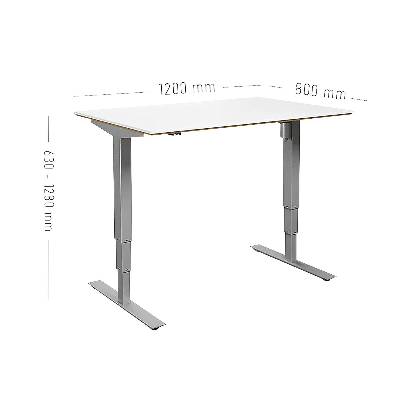Atlanta Trend desk, electrically height adjustable, straight, WxD 1200 x 800 mm, white/silver.