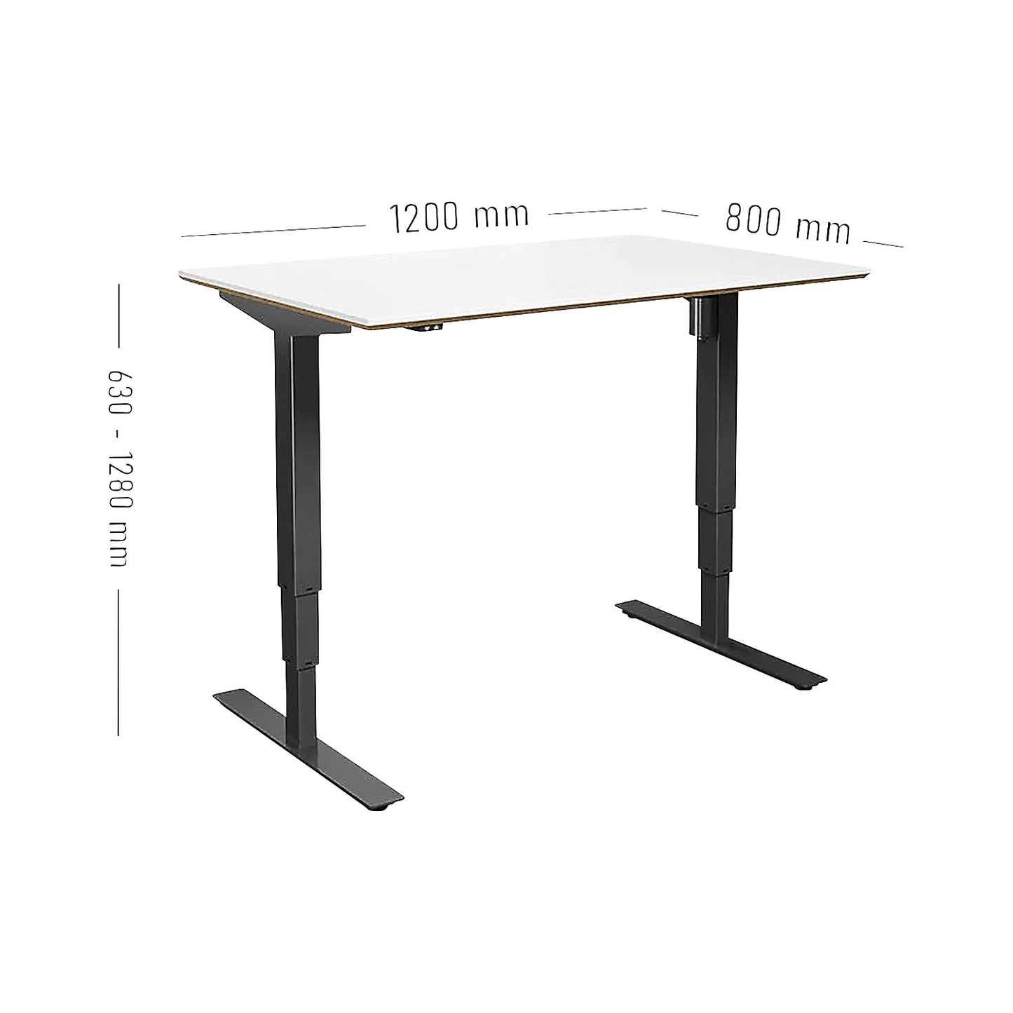 Atlanta Trend desk, electrically height adjustable, straight, WxD 1200 x 800 mm, white/black.