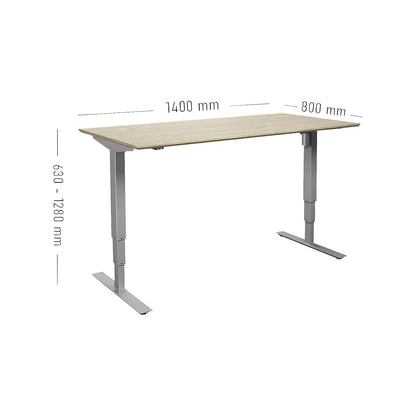 Atlanta Trend desk, electrically height adjustable, straight, WxD 1400 x 800 mm, oak/silver.