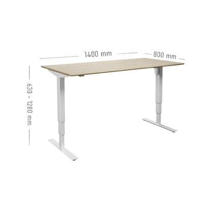 Atlanta Trend desk, electrically height adjustable, straight, WxD 1400 x 800 mm, oak/white.