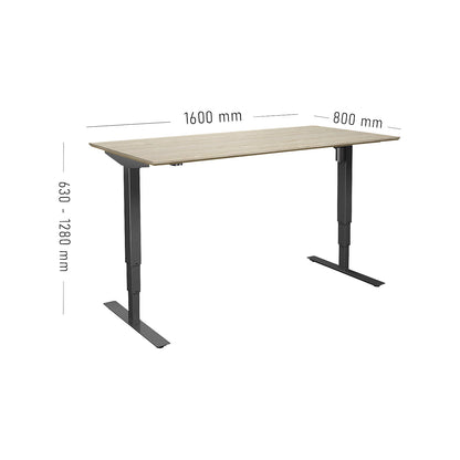 Atlanta Trend desk, electrically height adjustable, straight, WxD 1600 x 800 mm, oak/black.