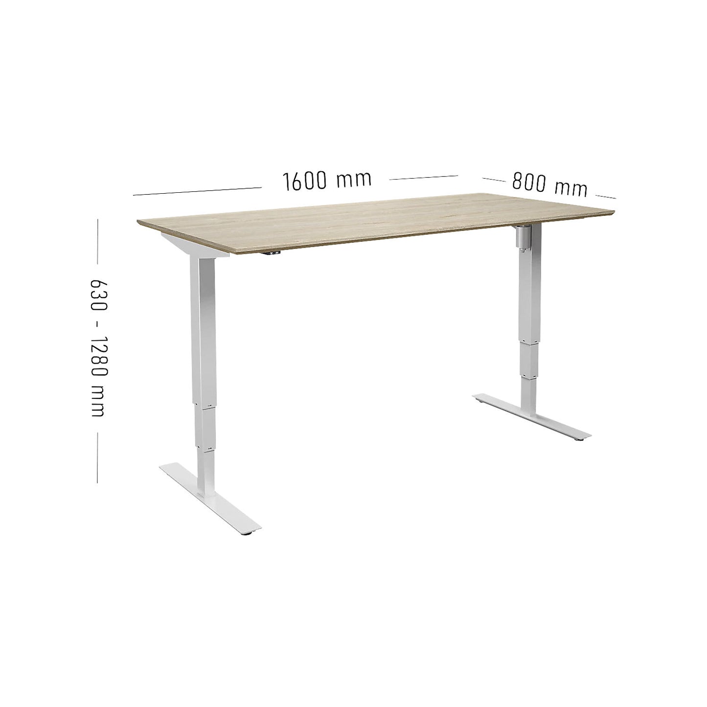 Atlanta Trend desk, electrically height adjustable, straight, WxD 1600 x 800 mm, oak/white.