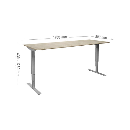 Atlanta Trend desk, electrically height adjustable, straight, WxD 1800 x 800 mm, oak/silver.