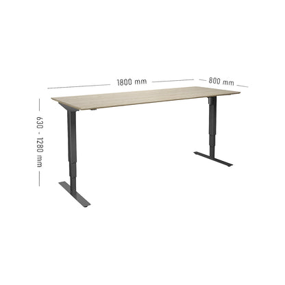 Atlanta Trend desk, electrically height adjustable, straight, WxD 1800 x 800 mm, oak/black.